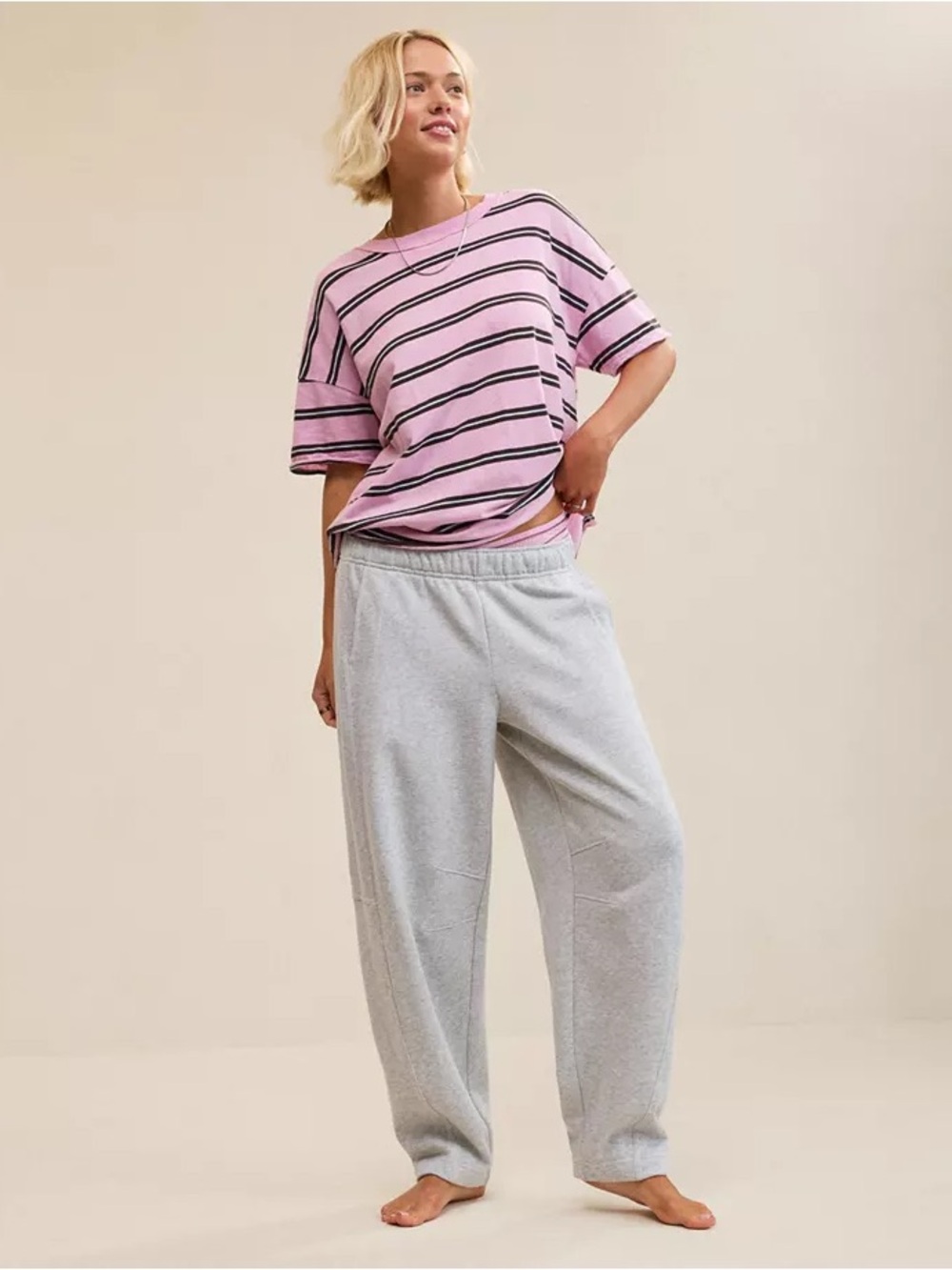 AERIE OH ZIP High-Rise Barrel Sweatpants Joggers Relaxed Oversized Large